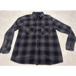 The North Face Men’s Shirt Large Plaid Gray Black Outdoor Hiking Warm Button Up